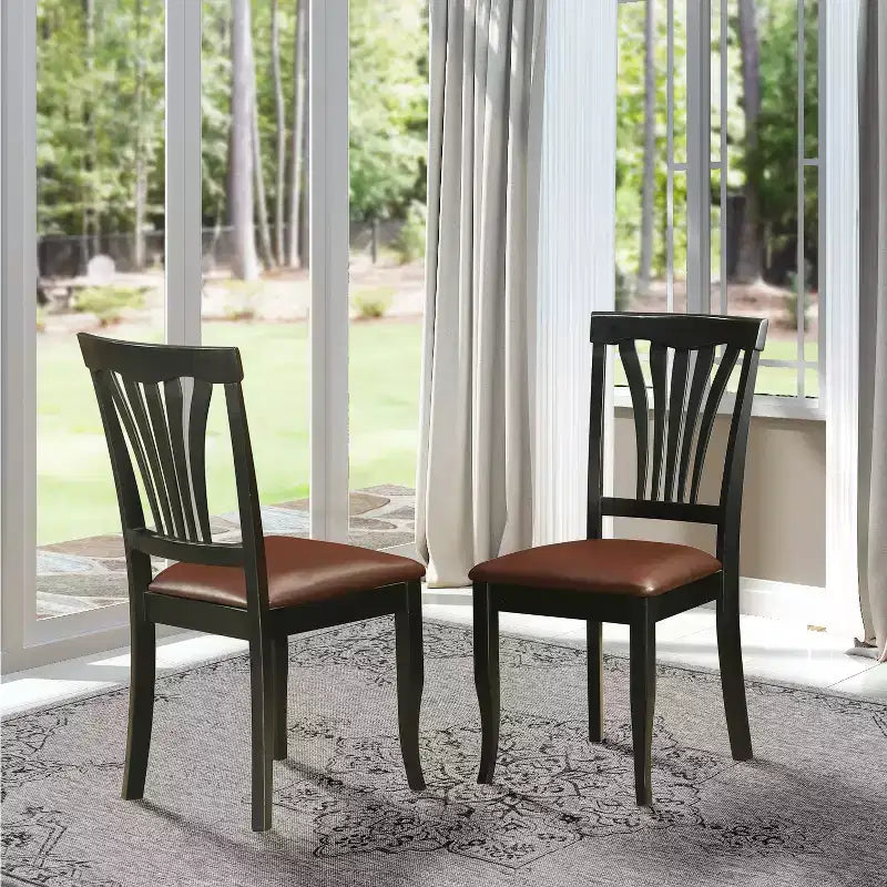 Lot de 2 chaises de salle à manger, 37H x 18W x 18L, Noir, Assise en bois