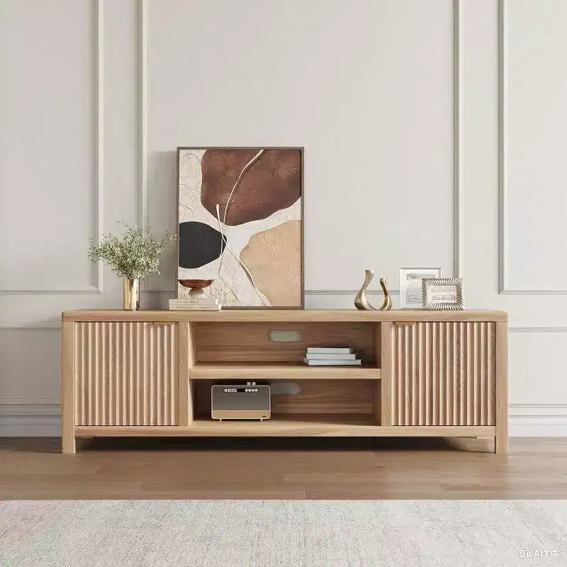 Meuble TV cannelé pour téléviseurs de 80 pouces - Meuble TV moderne avec rangement