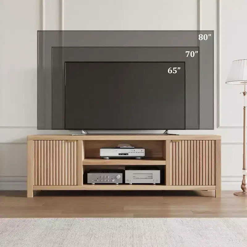Meuble TV cannelé pour téléviseurs de 80 pouces - Meuble TV moderne avec rangement