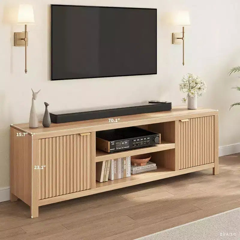 Meuble TV cannelé pour téléviseurs de 80 pouces - Meuble TV moderne avec rangement