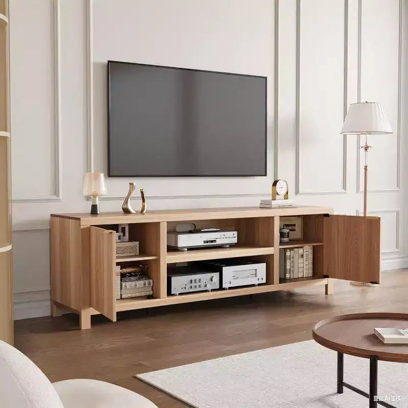 Meuble TV cannelé pour téléviseurs de 80 pouces - Meuble TV moderne avec rangement