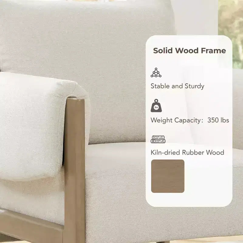 Fauteuil d'appoint rembourré moderne avec pieds en bois