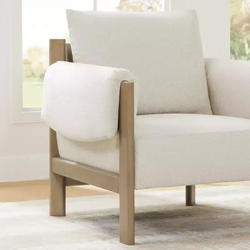 Fauteuil d'appoint rembourré moderne avec pieds en bois