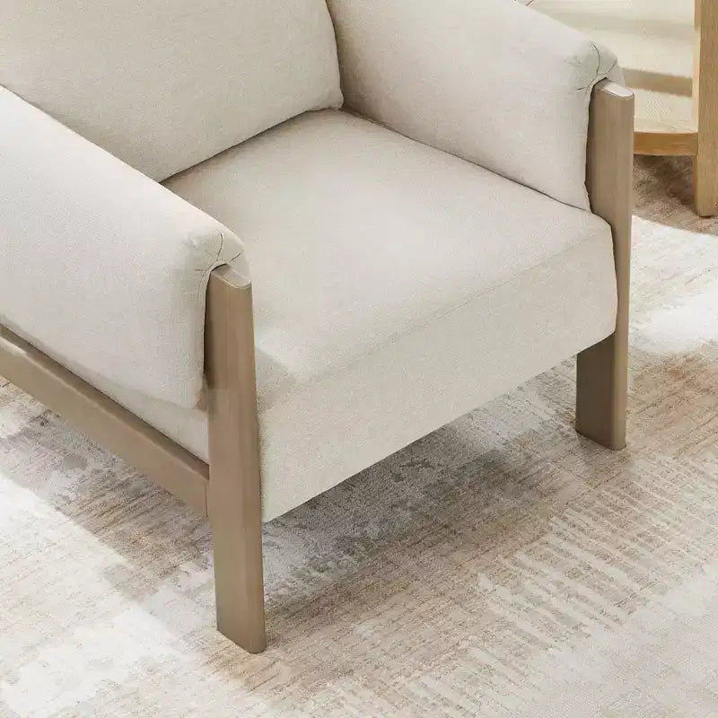Fauteuil d'appoint rembourré moderne avec pieds en bois