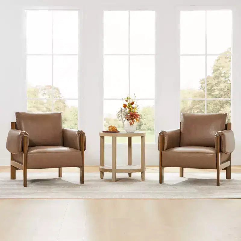 Fauteuil d'appoint rembourré moderne avec pieds en bois