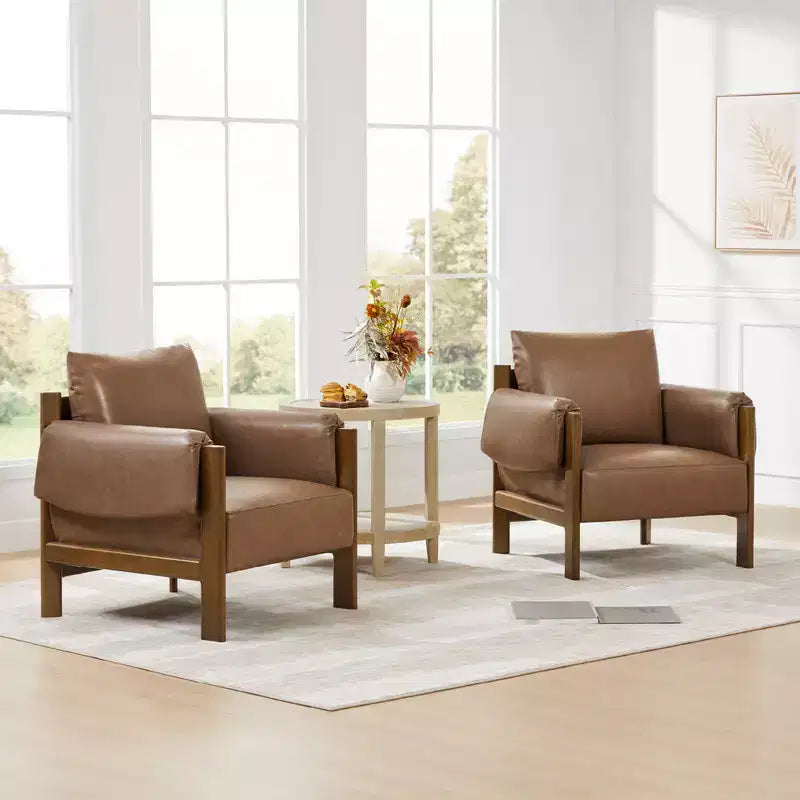 Fauteuil d'appoint rembourré moderne avec pieds en bois