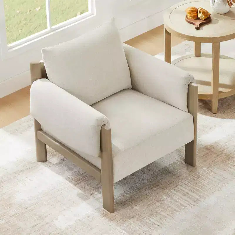 Fauteuil d'appoint rembourré moderne avec pieds en bois