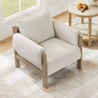 Fauteuil d'appoint rembourré moderne avec pieds en bois