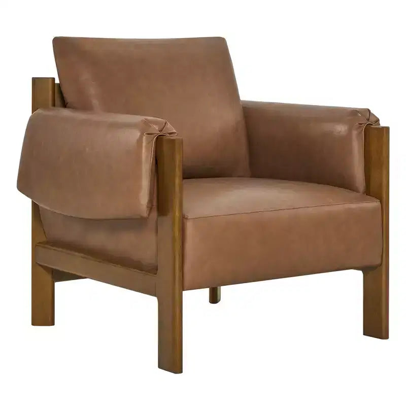 Fauteuil d'appoint rembourré moderne avec pieds en bois