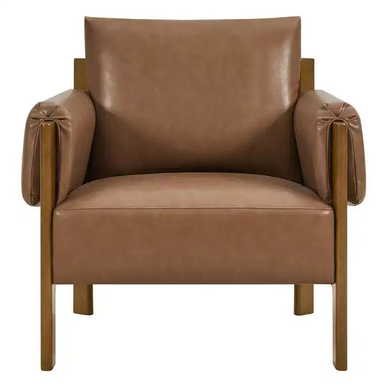Fauteuil d'appoint rembourré moderne avec pieds en bois