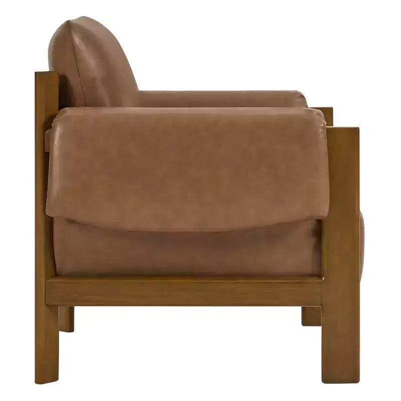 Fauteuil d'appoint rembourré moderne avec pieds en bois