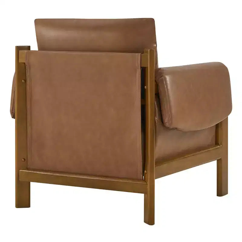 Fauteuil d'appoint rembourré moderne avec pieds en bois