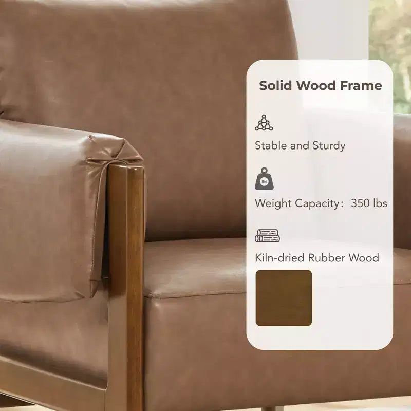 Fauteuil d'appoint rembourré moderne avec pieds en bois
