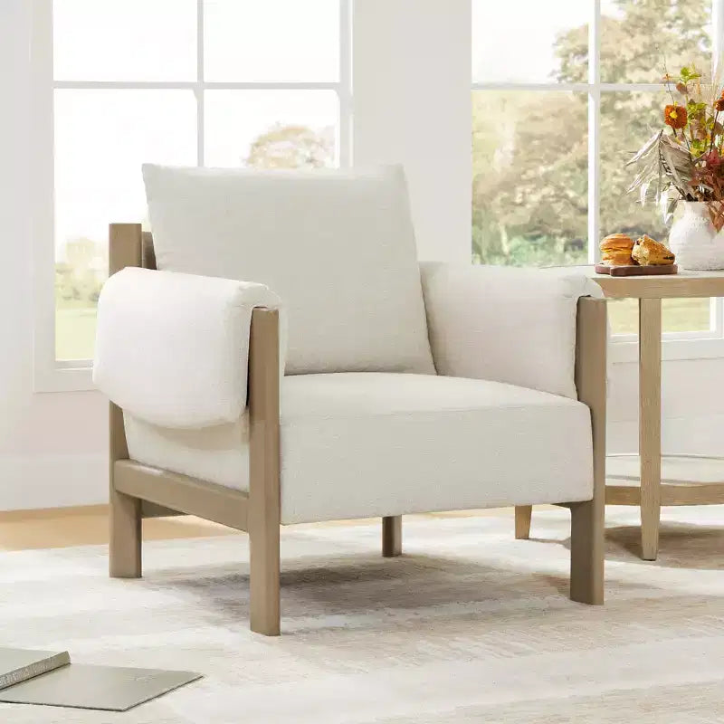 Fauteuil d'appoint rembourré moderne avec pieds en bois