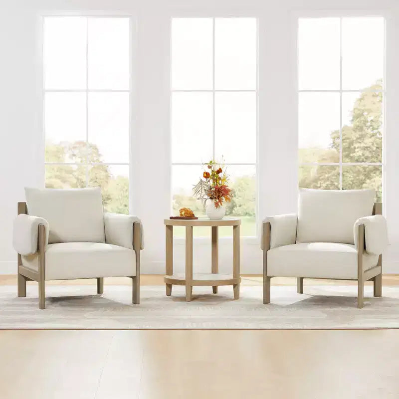 Fauteuil d'appoint rembourré moderne avec pieds en bois