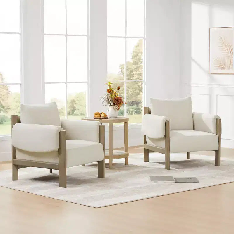 Fauteuil d'appoint rembourré moderne avec pieds en bois