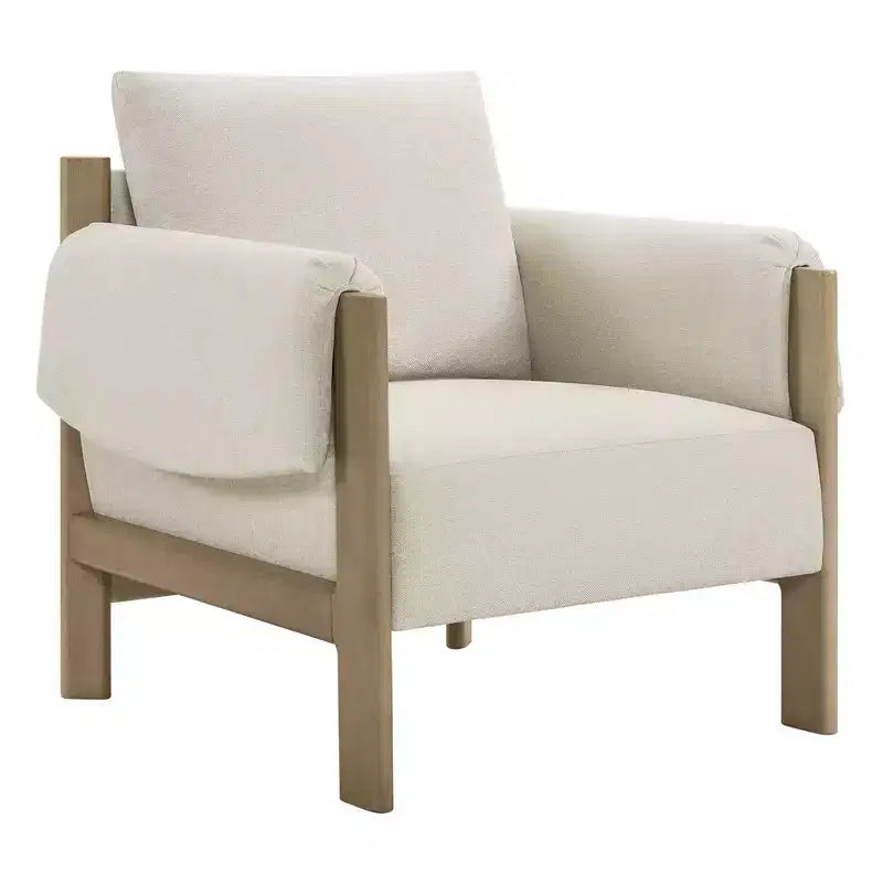 Fauteuil d'appoint rembourré moderne avec pieds en bois