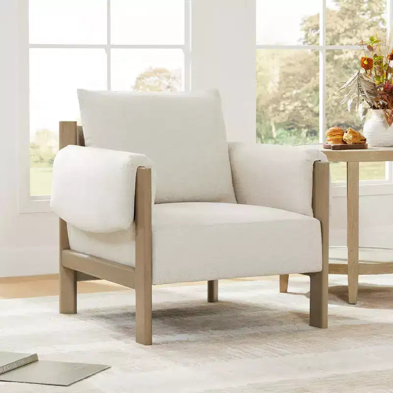 Spruce&Spring Modern Upholstered Accent Arm Chair with Wood Legs