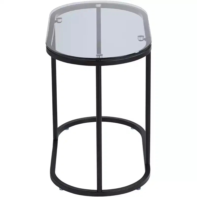 Tables d'appoint gigognes en verre, lot de 2