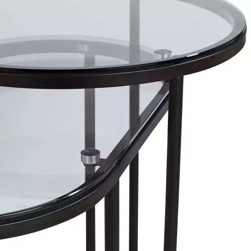 Tables d'appoint gigognes en verre, lot de 2