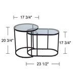 Tables d'appoint gigognes en verre, lot de 2