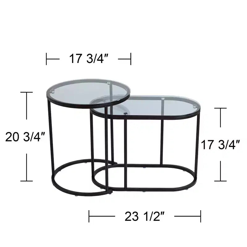 Tables d'appoint gigognes en verre, lot de 2