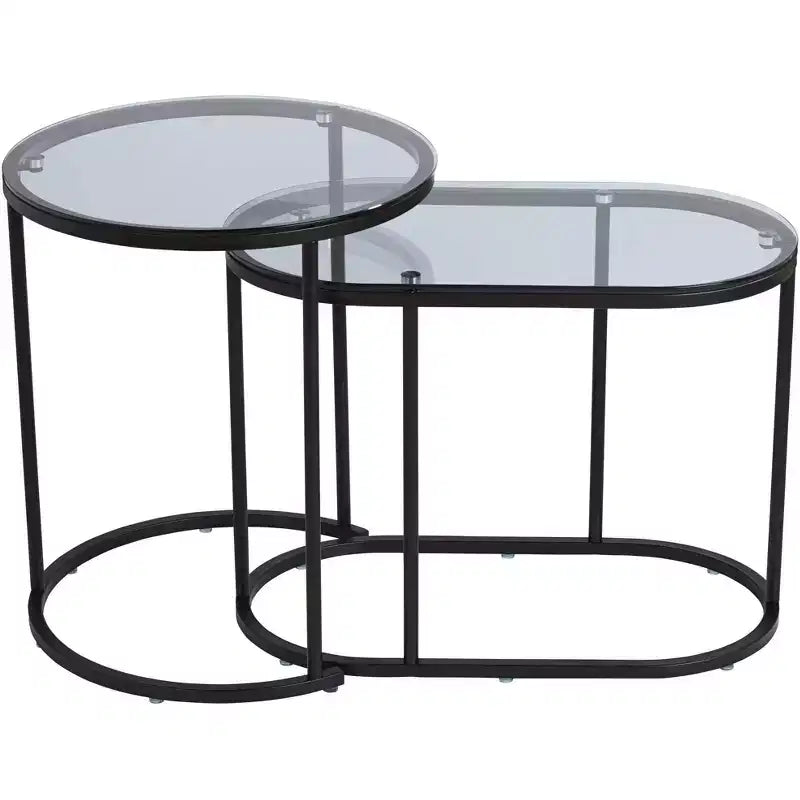 Tables d'appoint gigognes en verre, lot de 2