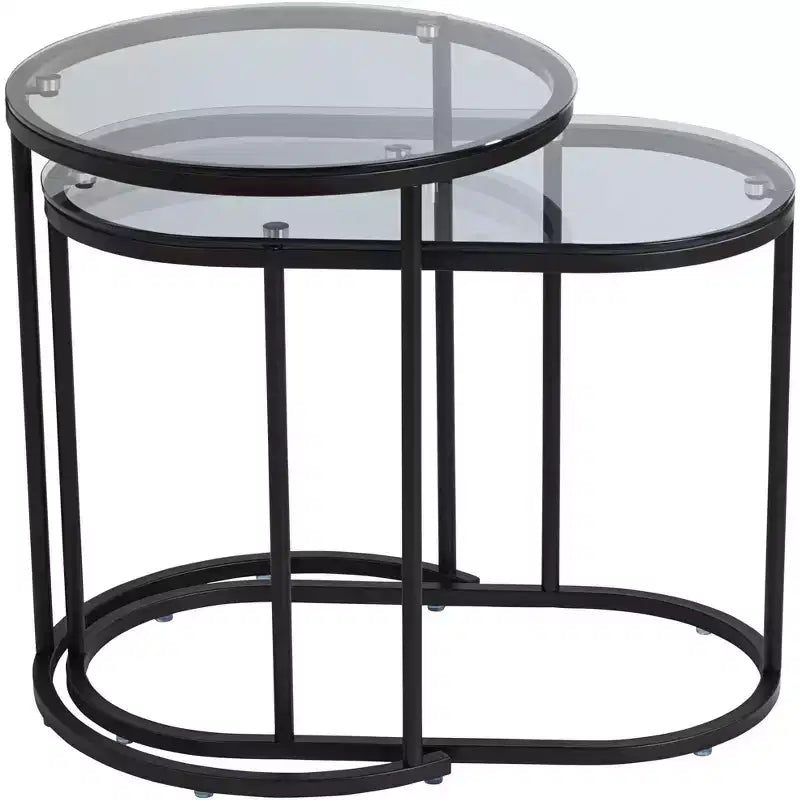 Tables d'appoint gigognes en verre, lot de 2