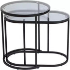 Tables d'appoint gigognes en verre, lot de 2