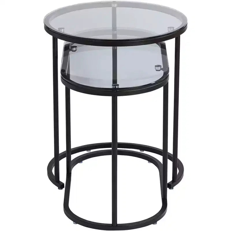 Tables d'appoint gigognes en verre, lot de 2