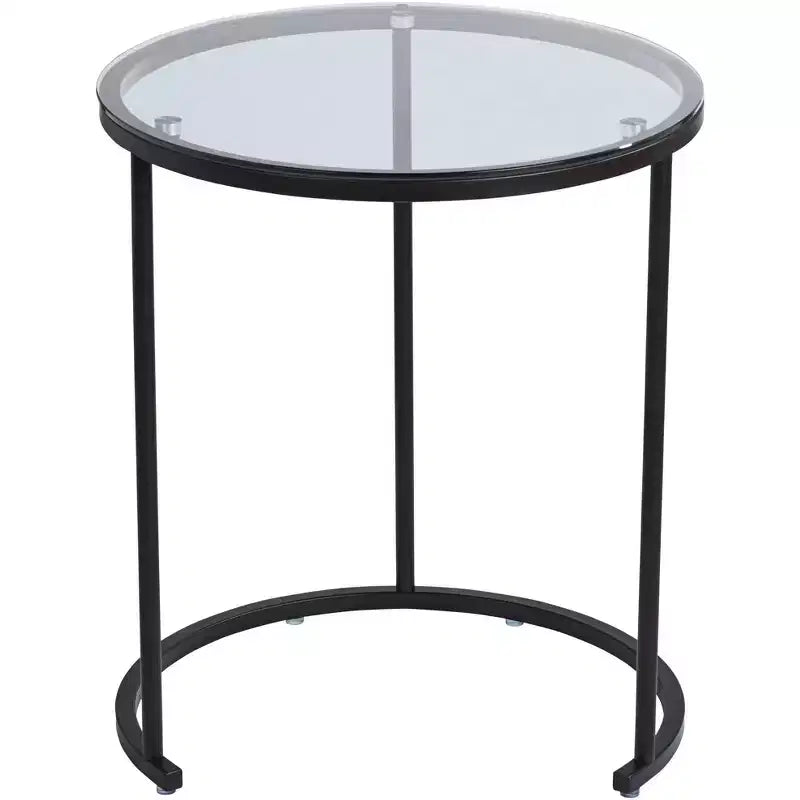 Tables d'appoint gigognes en verre, lot de 2