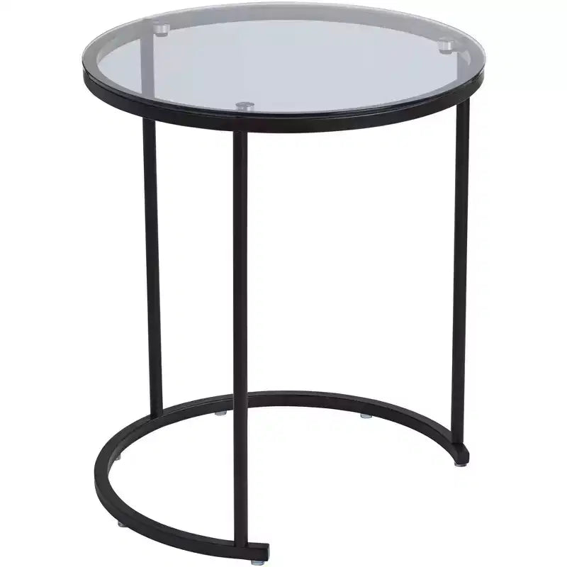 Tables d'appoint gigognes en verre, lot de 2