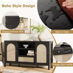 Buffet de rangement en rotin 59'' avec tiroir, meuble de bar à café de ferme pour salon et cuisine