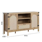Buffet de rangement en rotin 59'' avec tiroir, meuble de bar à café de ferme pour salon et cuisine