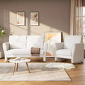 57 Modern Boucle Upholstered Loveseat with Lumbar Pillow  2-Seater Deep Seat Sofa for Small Spaces & Apartments, Beige