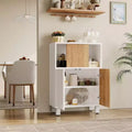 Acekool Modern Wooden Storage Cabinet with Sliding Doors, Adjustable Shelves, Floor Sideboard for Bathroom, Living Room & Small Spaces