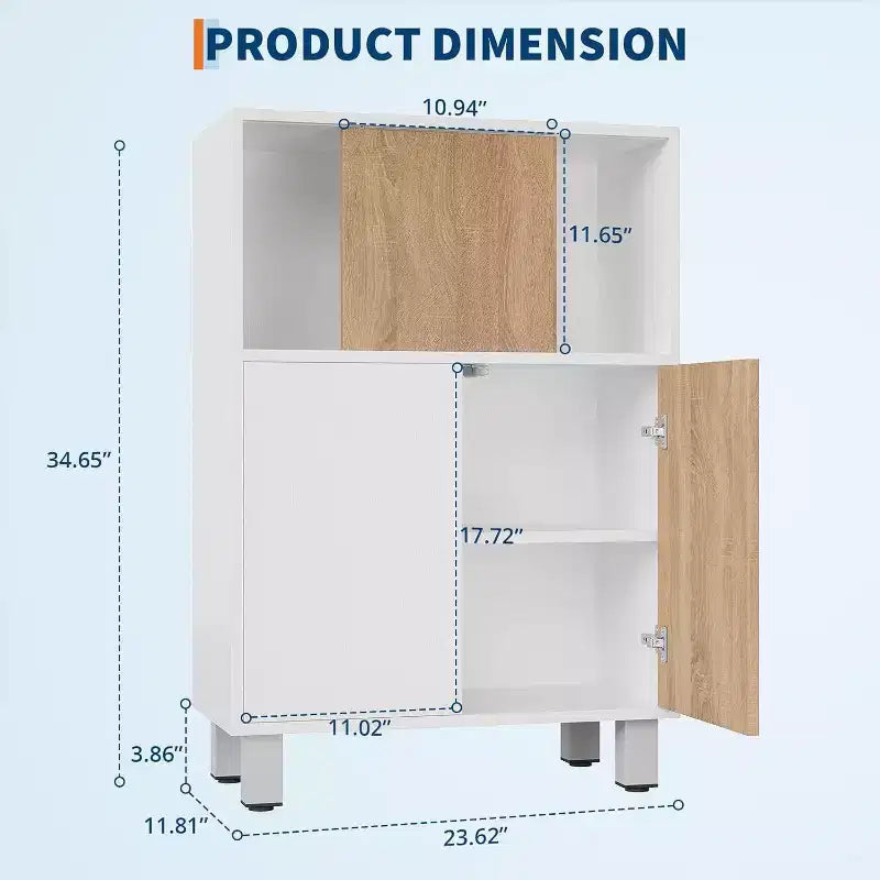 Meuble de Rangement Moderne en Bois avec Portes Coulissantes, Étagères Réglables, Buffet Bas pour Salle de Bain, Salon et Petits Espaces