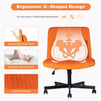 Chaise de bureau moderne sans accoudoirs réglable avec pieds entrecroisés, chaise pivotante en velours/lin pour bureau, étude, studio