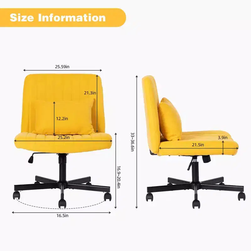 Chaise de bureau moderne sans accoudoirs réglable avec pieds entrecroisés, chaise pivotante en velours/lin pour bureau, étude, studio