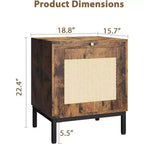 2 tables d'appoint en rotin, table de chevet moderne de style ferme avec armoire de rangement, table de chevet, table d'appoint rustique pour canapé pour salon et chambre à coucher, marron + noir