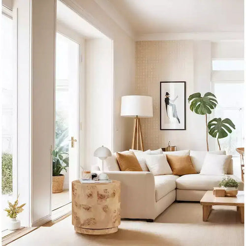 ,Table d'appoint en frêne naturel de loupe