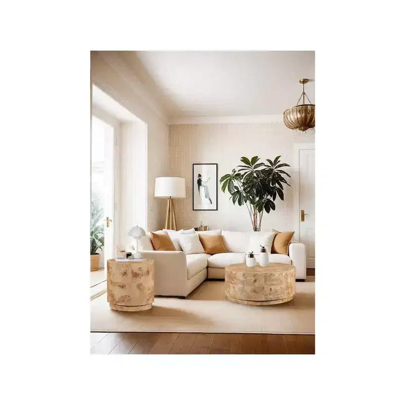 ,Table d'appoint en frêne naturel de loupe