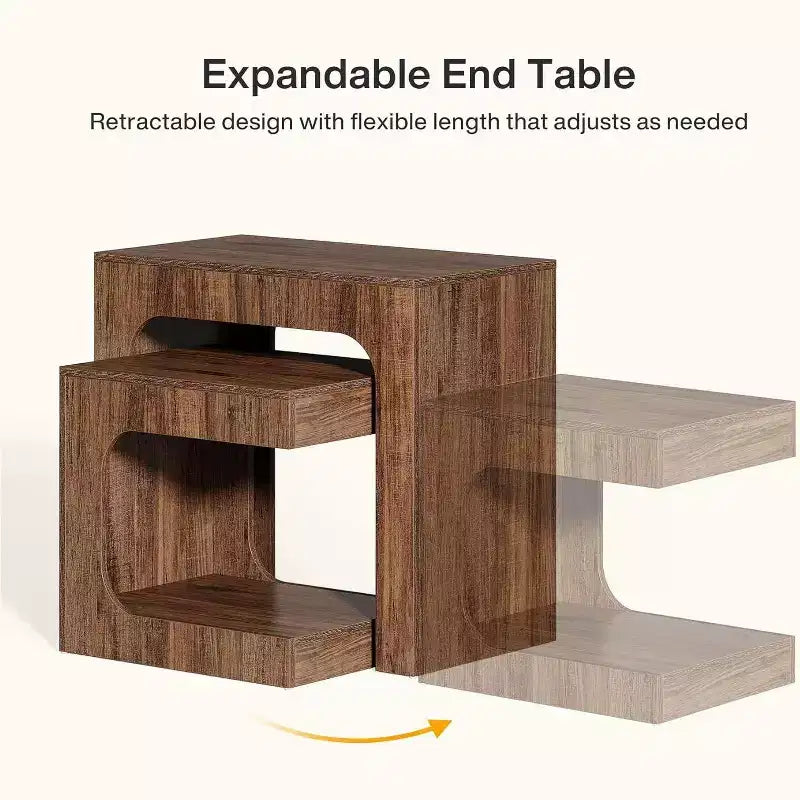 Tables gigognes, table d'appoint en noyer pour salon, tables de chevet pour chambre, petits espaces, marron