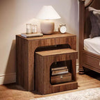 Tables gigognes, table d'appoint en noyer pour salon, tables de chevet pour chambre, petits espaces, marron