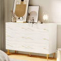 Farmhouse 6 Drawers Dresser for Bedroom, 47.2 Wide White Dresser Wood Rustic Chest of Drawers