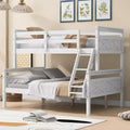 Bellemave Twin Over Full Bunk Beds with High Guardrail, Headboard and Wide Ladder,Convertible to 2 Single Platform Bed,White