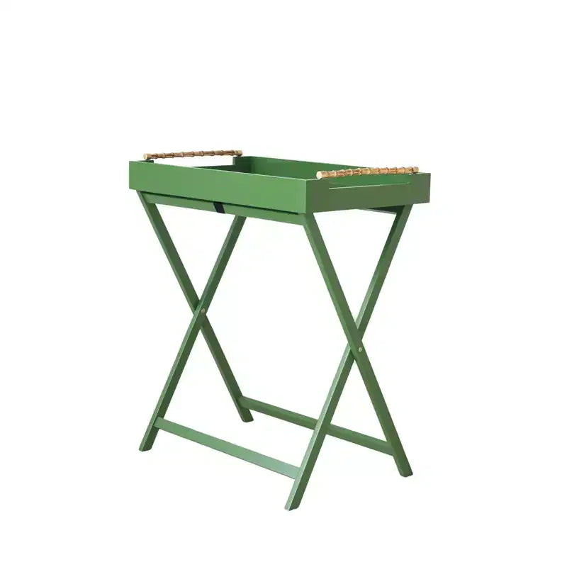 Storied Home Verdant Bamboo-Handled Folding Tray Table, Green