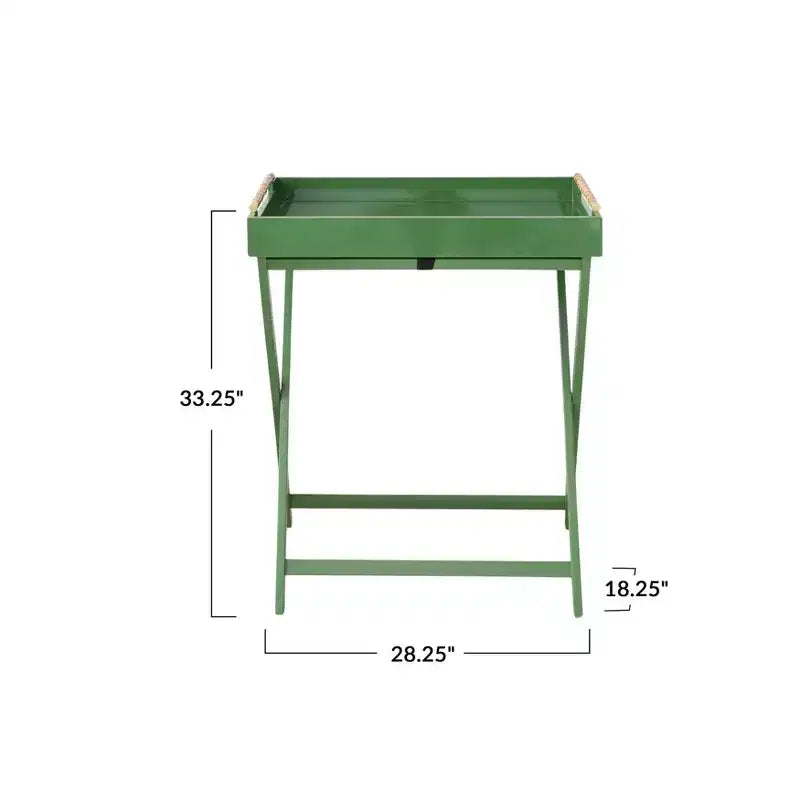 Table-plateau pliante à poignée en bambou, vert