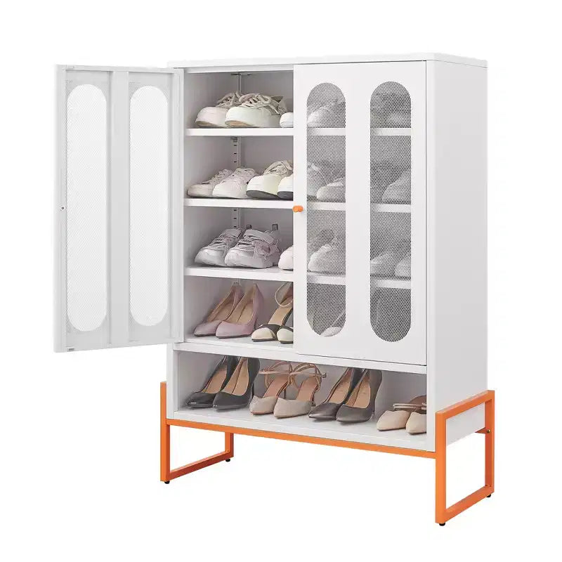 Range-chaussures, meuble à chaussures avec 2 portes en maille double face et séparateurs mobiles à double couche, armoire pour salon, couloir