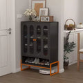 Okak Shoe Organizer, Shoe Cabinet with 2 Double-sided Mesh Doors and Movable Double-layer Partitions, Cabinet for Living Room, Hallway